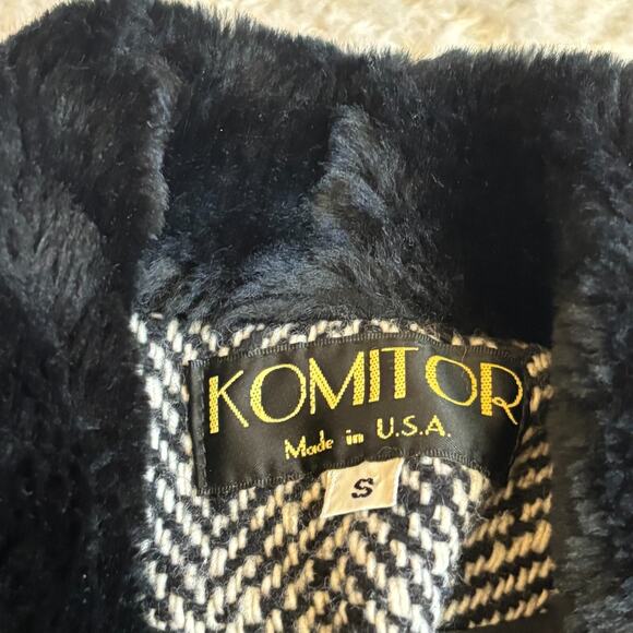 Vintage Komitor Made in USA Womens Small Wool Blend Full Zip Long Collared Coat - Picture 6 of 9